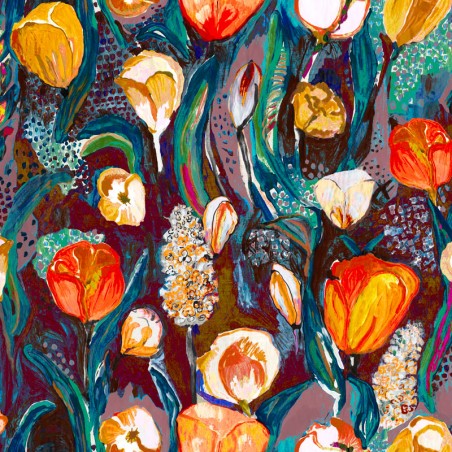 Tissu - GIVERNY marron glacé