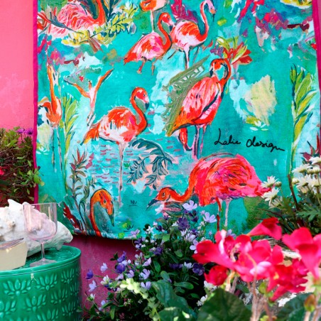DRAP DE BAIN - FLAMINGO cyan