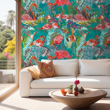 PAPIER PEINT - FLAMINGO...