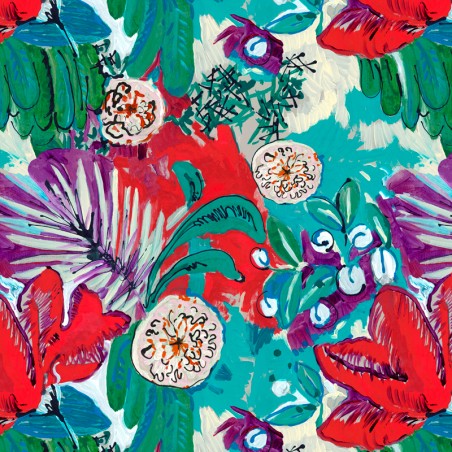 Tissu - ACANTHE rouge