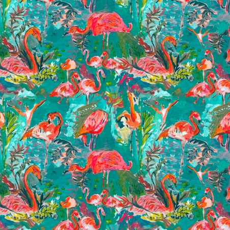 Tissu - FLAMINGO cyan