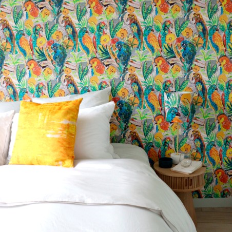 PAPIER PEINT PAPAGAI JAUNE