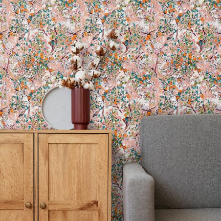 PAPIER PEINT POMME D'API ROSE