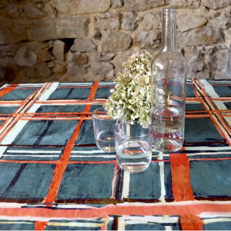 TOILE ENDUITE - MADRAS pétrole