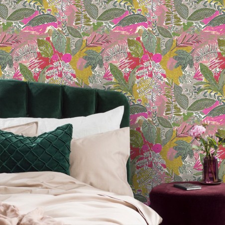 PAPIER PEINT JUNGLE ROSE