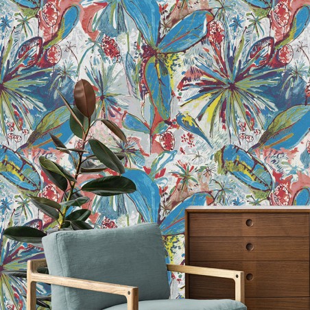 PAPIER PEINT - PANAMA  Bleu...