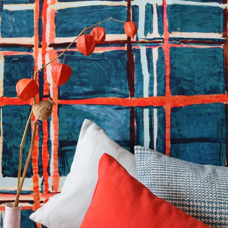 Tissu - MADRAS pétrole