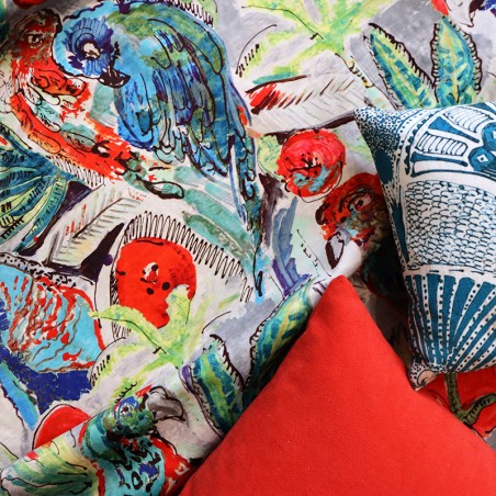 Tissu - PAPAGAÏ bleu