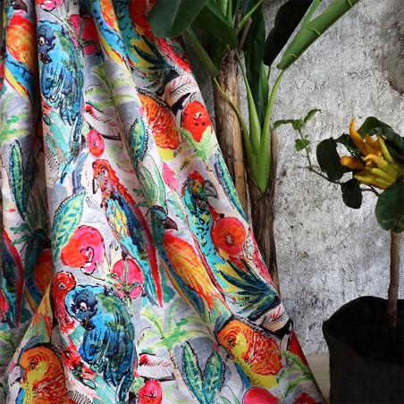 Tissu - PAPAGAÏ rose