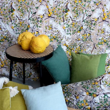 Tissu - POMME D'API jaune...