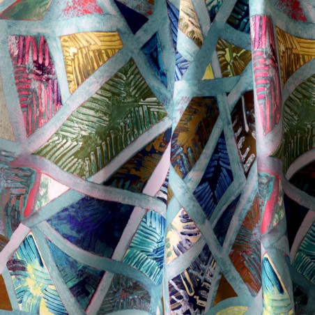 Tissu - MOUCHARABIE bleu rose